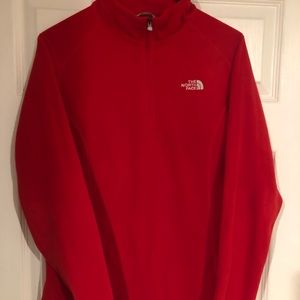 Red North Face 1/4 zip fleece pullover - size Med